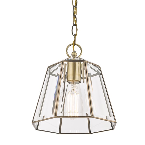 (image for) Laura Ashley Clayton Pendant Antique Brass Glass